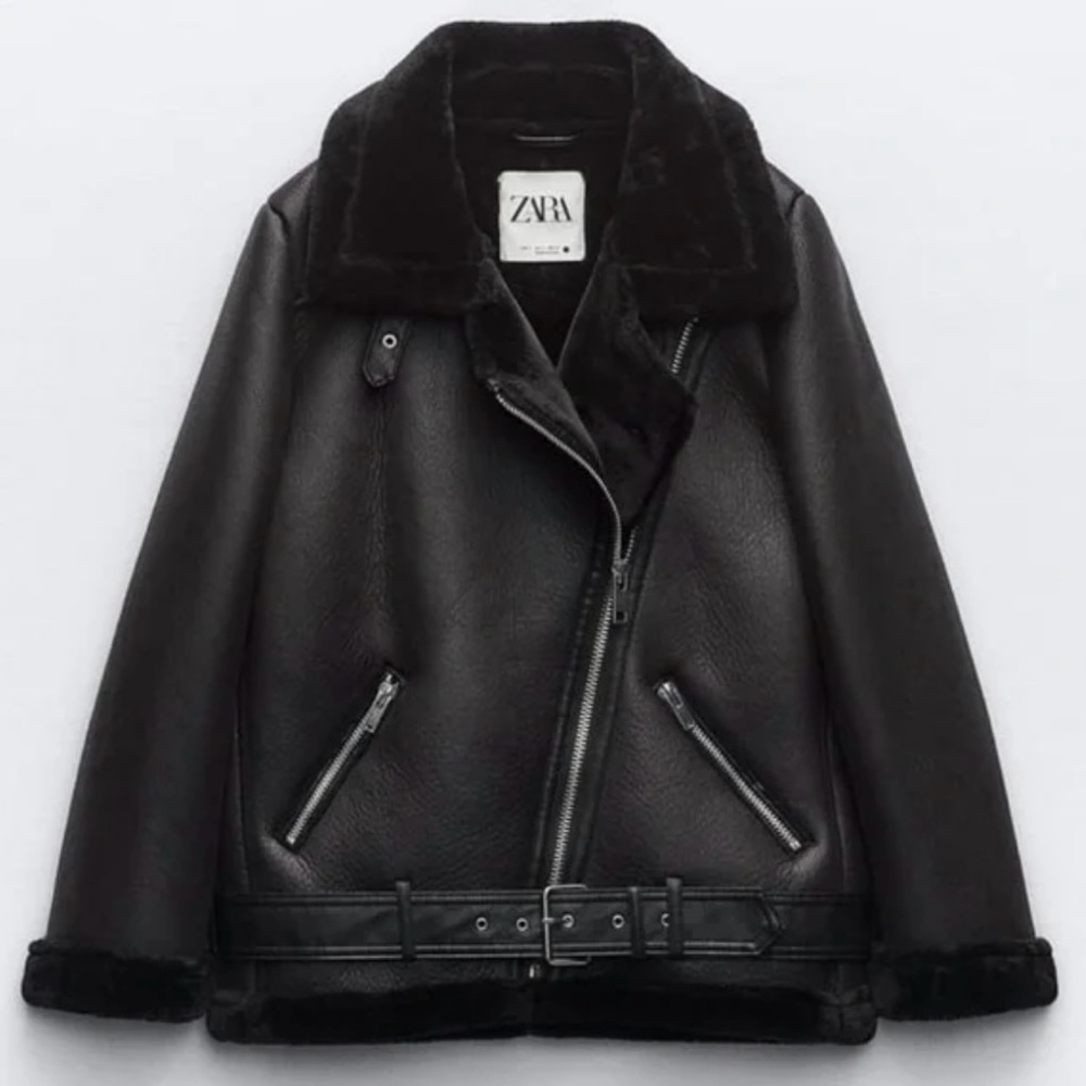 Zara Oversized Faux Shearling Bomber Jacket
